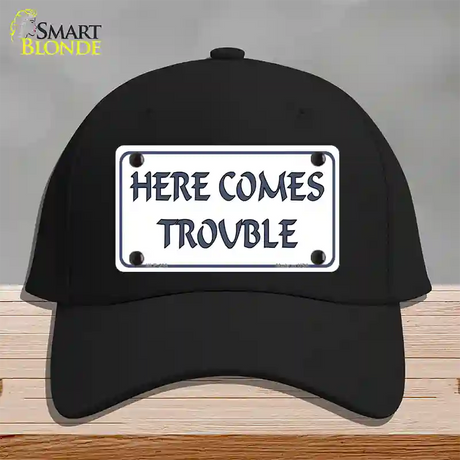 Here Comes Trouble Novelty License Plate Hat Cotton / Black