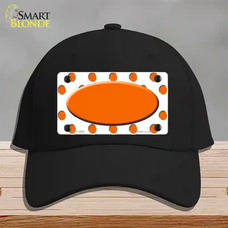 Orange White Polka Dot Orange Center Oval Novelty License Plate Hat Cotton / Black