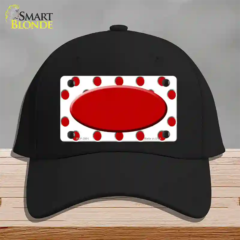 Red White Polka Dot Red Center Oval Novelty License Plate Hat Cotton / Black