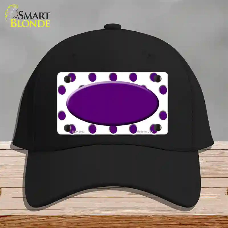 Purple White Polka Dot Purple Center Oval Novelty License Plate Hat Cotton / Black