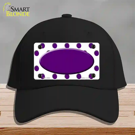 Purple White Polka Dot Purple Center Oval Novelty License Plate Hat Cotton / Black