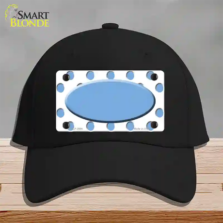 Light Blue White Polka Dot Light Blue Center Oval Novelty License Plate Hat Cotton / Black