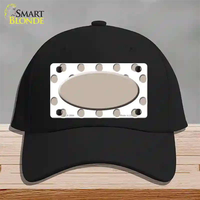 Tan White Polka Dot Tan Center Oval Novelty License Plate Hat Cotton / Black