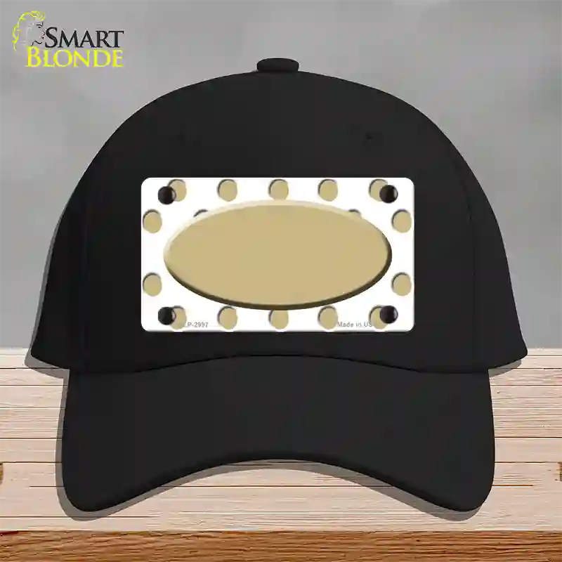 Gold White Polka Dot Gold Center Oval Novelty License Plate Hat Cotton / Black