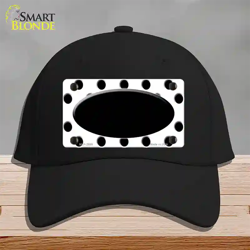 Black White Polka Dot Black Center Oval Novelty License Plate Hat Cotton / Black