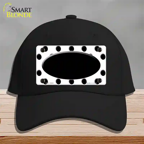 Black White Polka Dot Black Center Oval Novelty License Plate Hat Cotton / Black