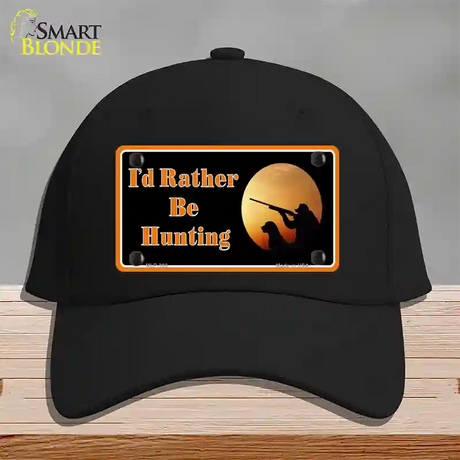 Id Rather Be Hunting Novelty License Plate Hat Cotton / Black