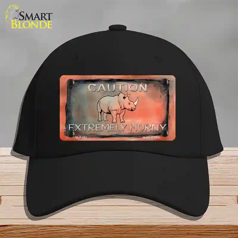 Caution Extremely Horny Novelty License Plate Hat Cotton / Black