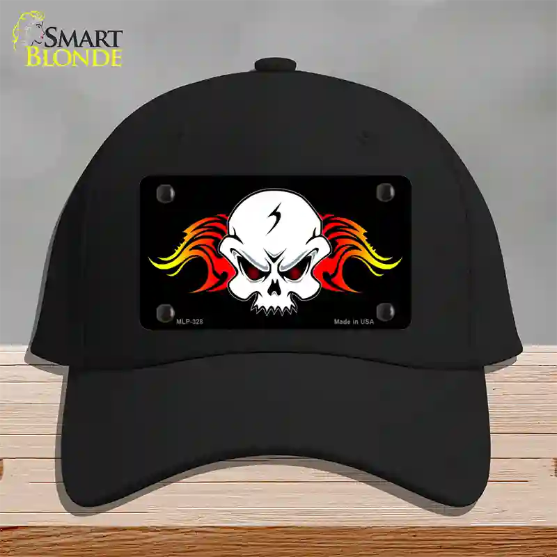 Skull Flame Novelty License Plate Hat Cotton / Black