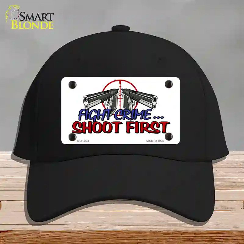 Fight Crime Shoot First Novelty License Plate Hat Cotton / Black