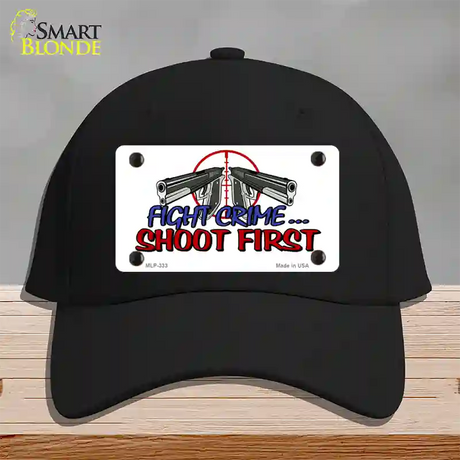 Fight Crime Shoot First Novelty License Plate Hat Cotton / Black