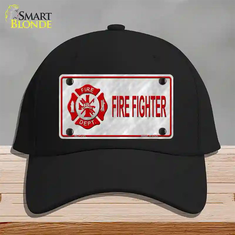 Firefighter Badge Novelty License Plate Hat Cotton / Black