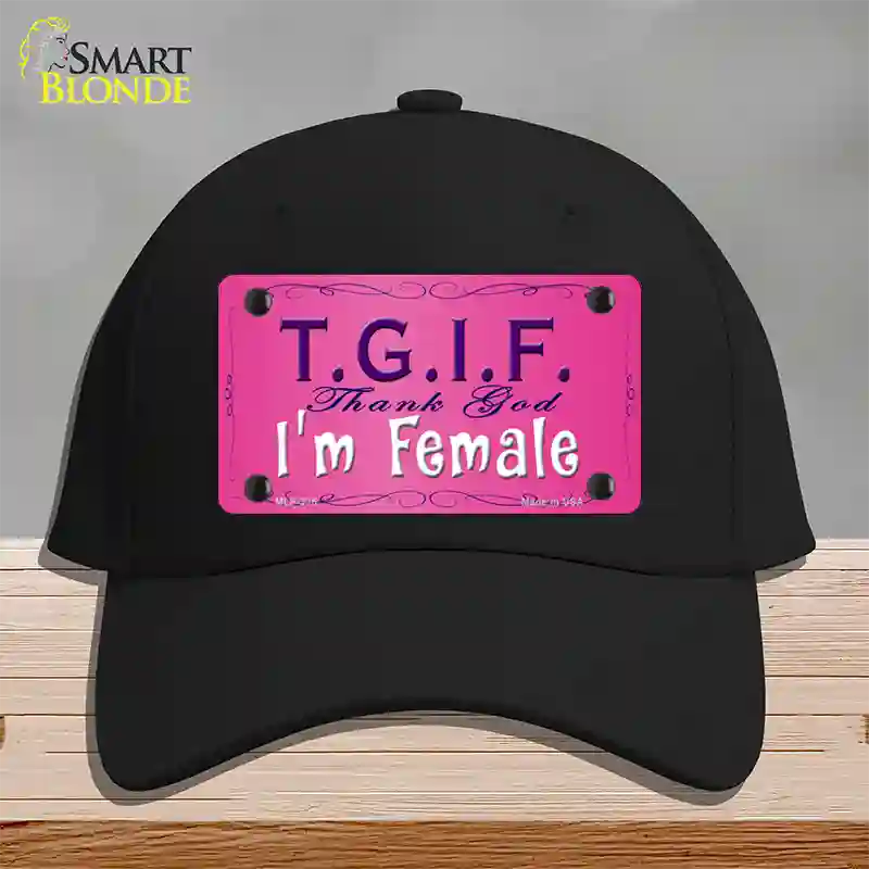 TGIF Novelty License Plate Hat Cotton / Black