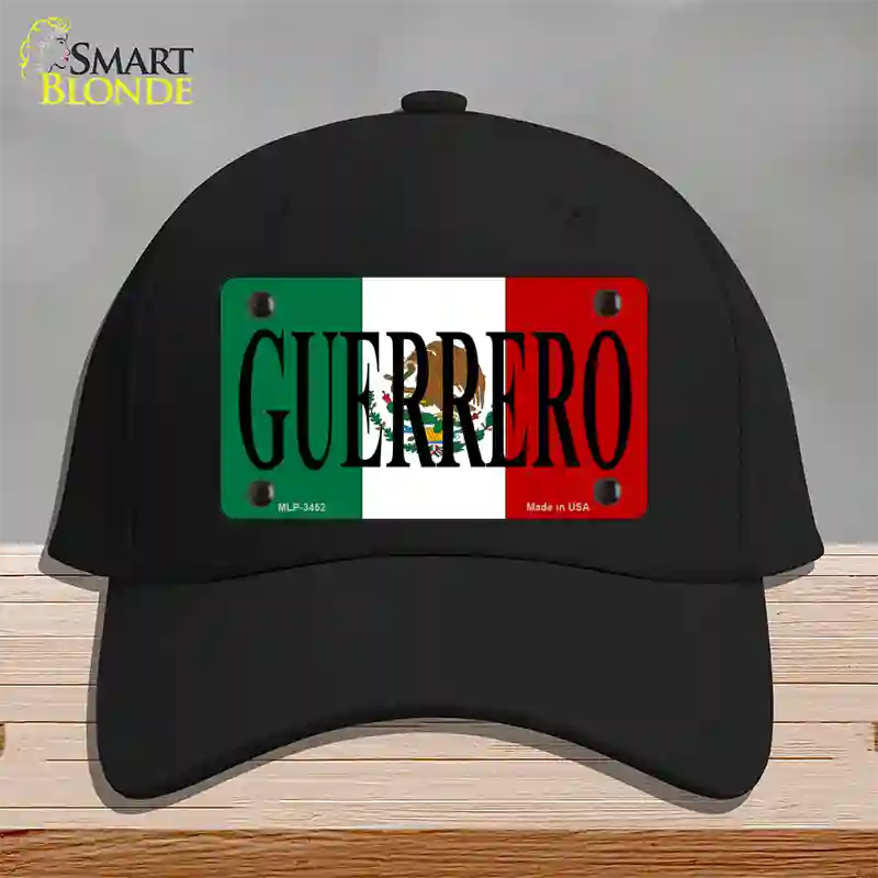 Guerrero Mexico Flag Novelty License Plate Hat Cotton / Black