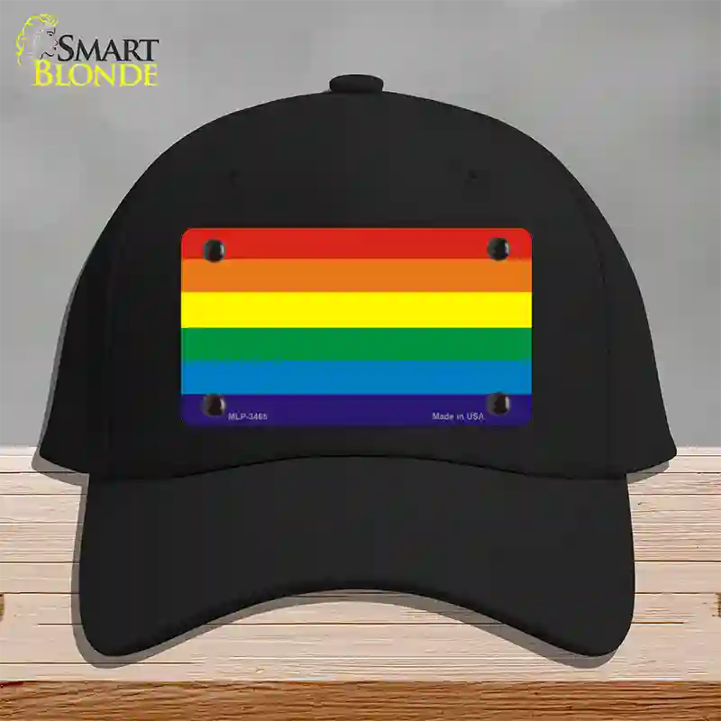 Rainbow Flag Novelty License Plate Hat Cotton / Black