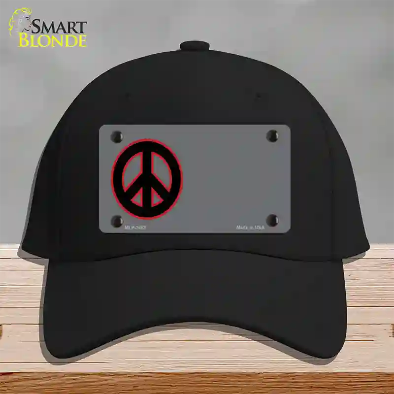 Peace Symbol Offset Novelty License Plate Hat Cotton / Black