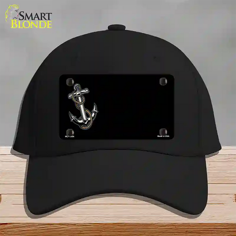 Anchor Offset Novelty License Plate Hat Cotton / Black