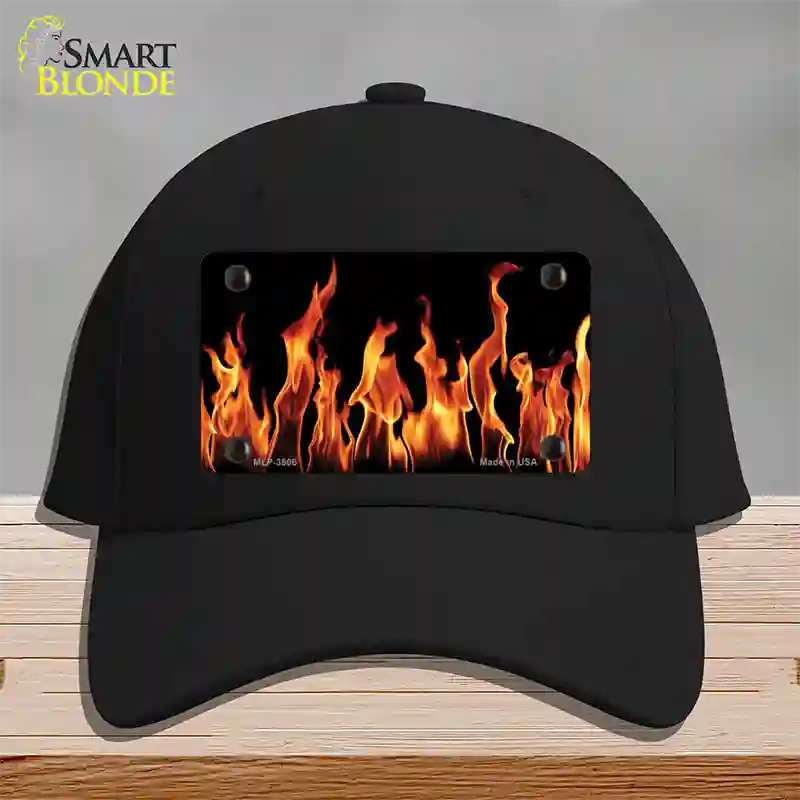 Flames Customizable Novelty License Plate Hat Cotton / Black