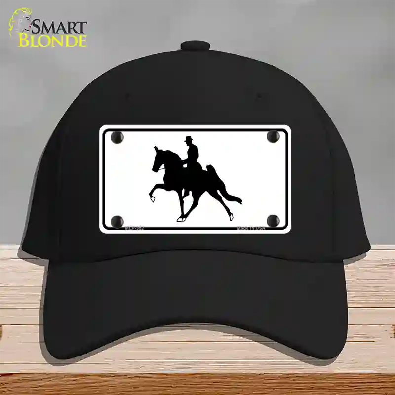 Horse With Rider Novelty License Plate Hat Cotton / Black