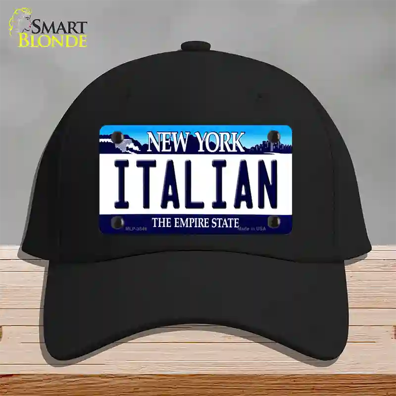 Italian New York Novelty License Plate Hat Cotton / Black