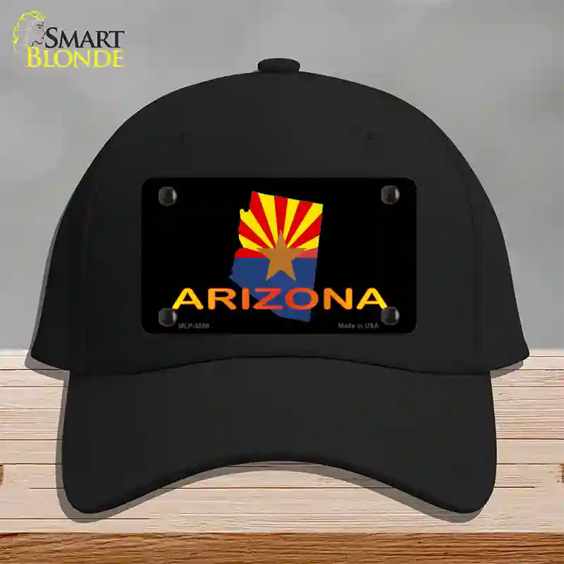 Arizona Flag Filled State Outline Novelty License Plate Hat Cotton / Black