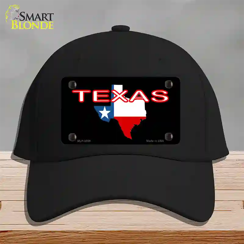 Texas Filled State Flag Novelty License Plate Hat Cotton / Black