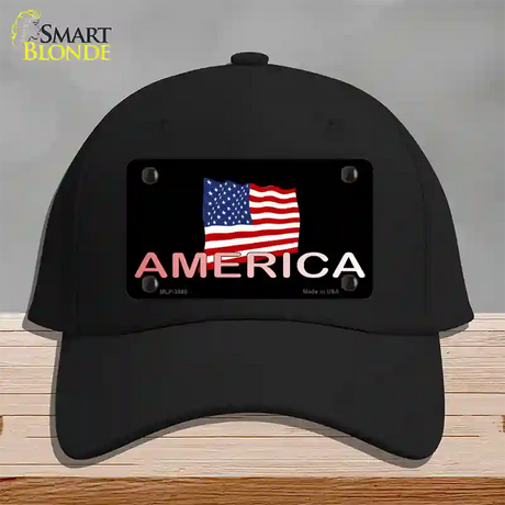 American Flag Black Novelty License Plate Hat Cotton / Black