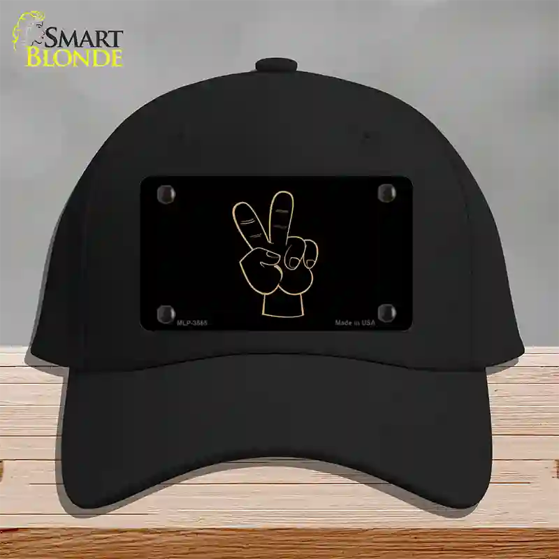 Peace Fingers Novelty License Plate Hat Cotton / Black