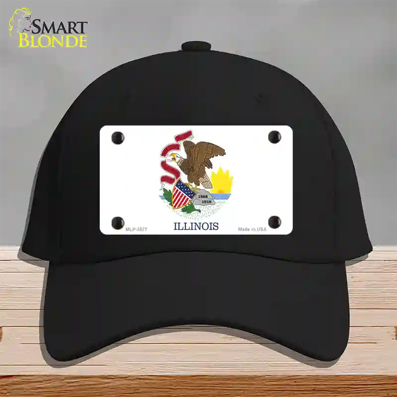 Illinois State Flag Novelty License Plate Hat Cotton / Black