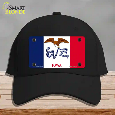 Iowa State Flag Novelty License Plate Hat Cotton / Black