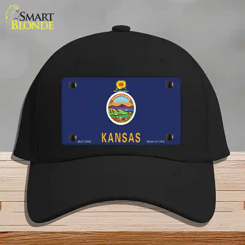 Kansas State Flag Novelty License Plate Hat Cotton / Black