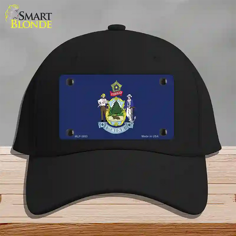 Maine State Flag Novelty License Plate Hat Cotton / Black