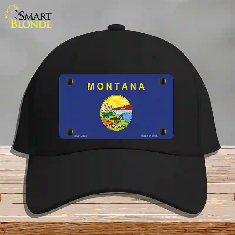 Montana State Flag Novelty License Plate Hat Cotton / Black