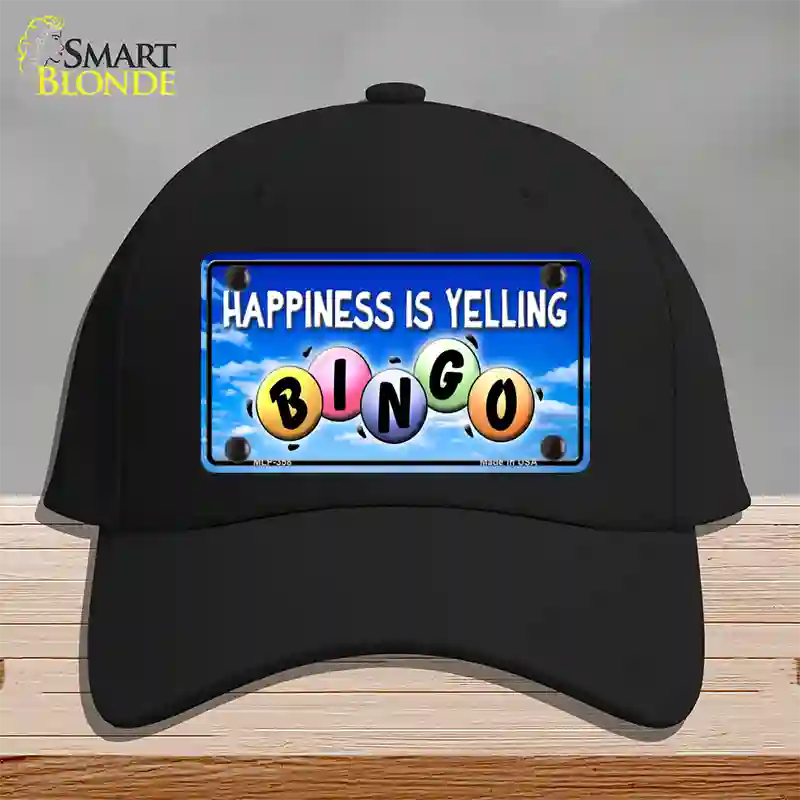 Happiness Is Yelling Bingo Novelty License Plate Hat Cotton / Black