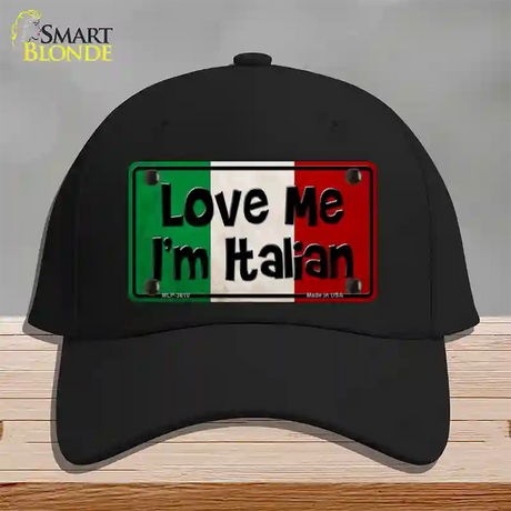 Love Me Im Italian Novelty License Plate Hat Cotton / Black