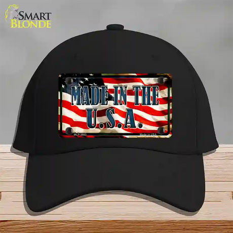 Made In The USA Flag Novelty License Plate Hat Cotton / Black