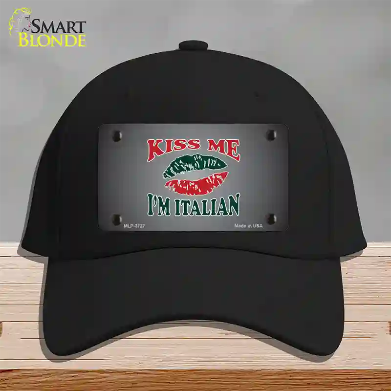 Kiss Me Im Italian Novelty License Plate Hat Cotton / Black