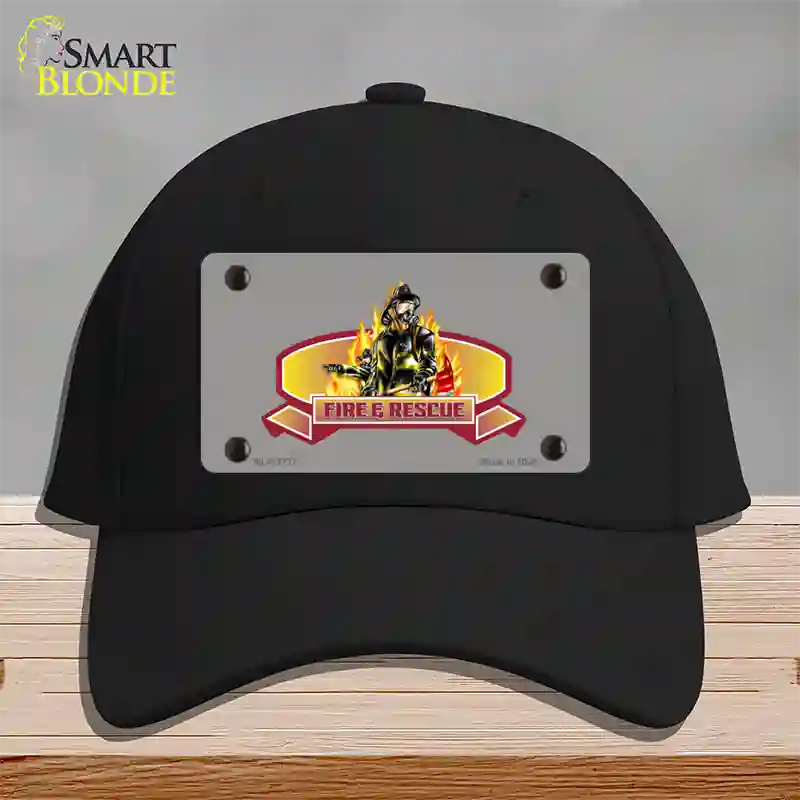 Fire Rescue Novelty License Plate Hat Cotton / Black