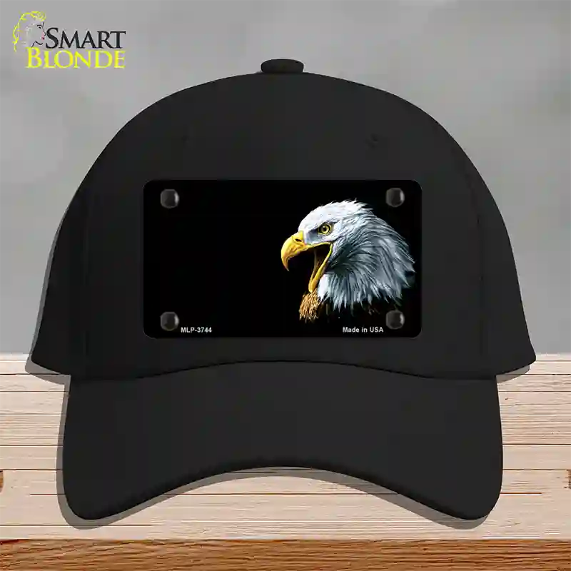 Bald Eagle Offset Novelty License Plate Hat Cotton / Black