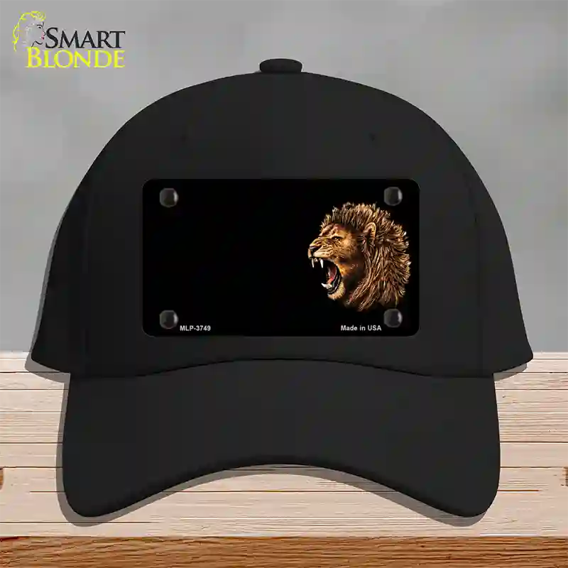 Lion Head Offset Novelty License Plate Hat Cotton / Black