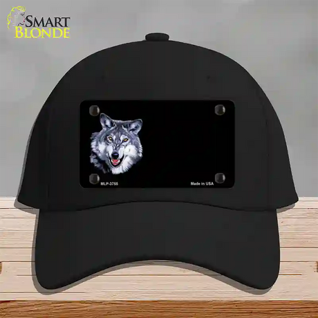 Wolf Offset Novelty License Plate Hat Cotton / Black