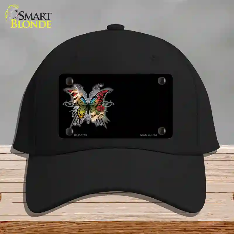 Butterfly Offset Novelty License Plate Hat Cotton / Black