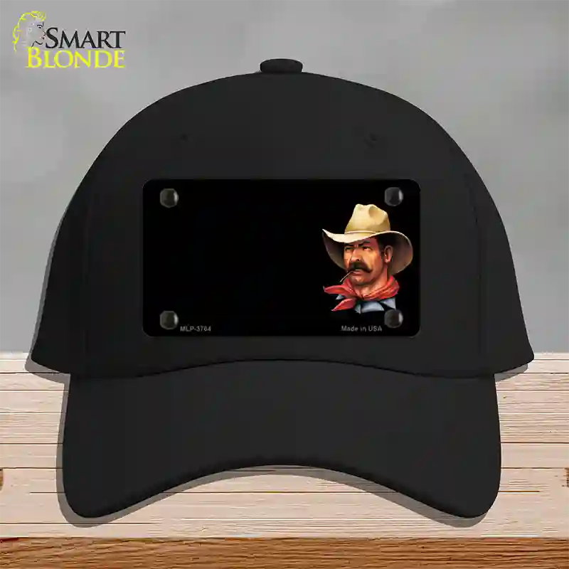 Cowboy Offset Novelty License Plate Hat Cotton / Black