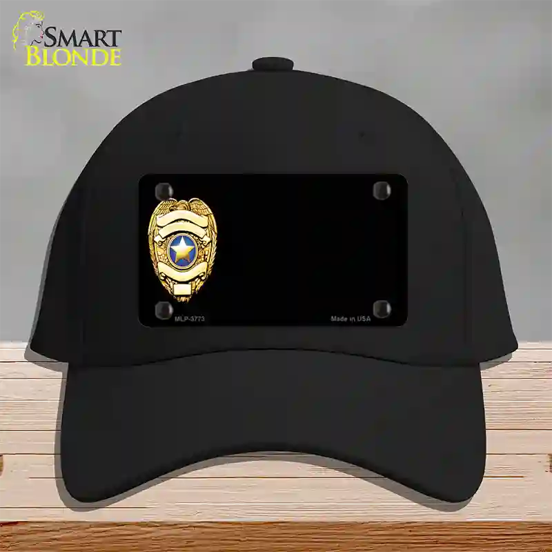 Police Badge Offset Novelty License Plate Hat Cotton / Black