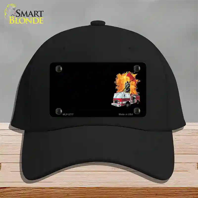 Fire Engine Flames Flaming Ax Offset Novelty License Plate Hat Cotton / Black