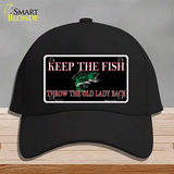 Keep the Fish Novelty License Plate Hat Cotton / Black