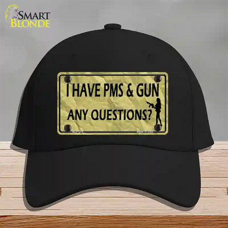 PMS And A Gun Novelty License Plate Hat Cotton / Black