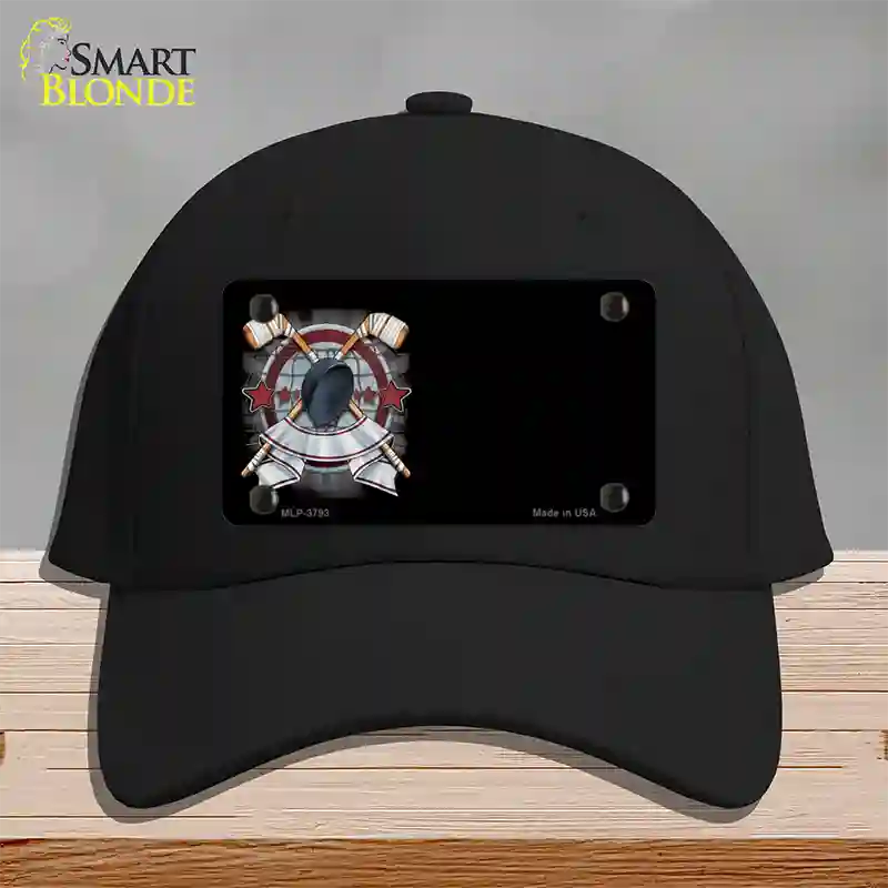 Hockey Banner Offset Novelty License Plate Hat Cotton / Black