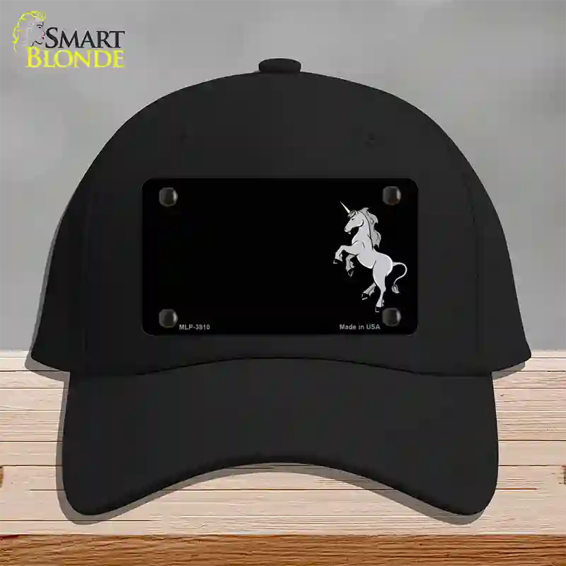 Unicorn Offset Black Novelty License Plate Hat Cotton / Black