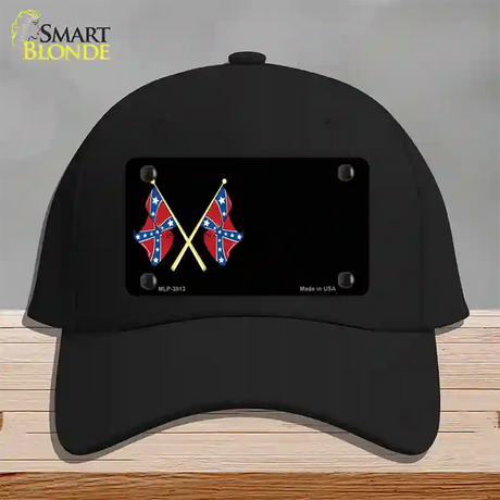 Crossed Rebel Flags Offset Novelty License Plate Hat Cotton / Black